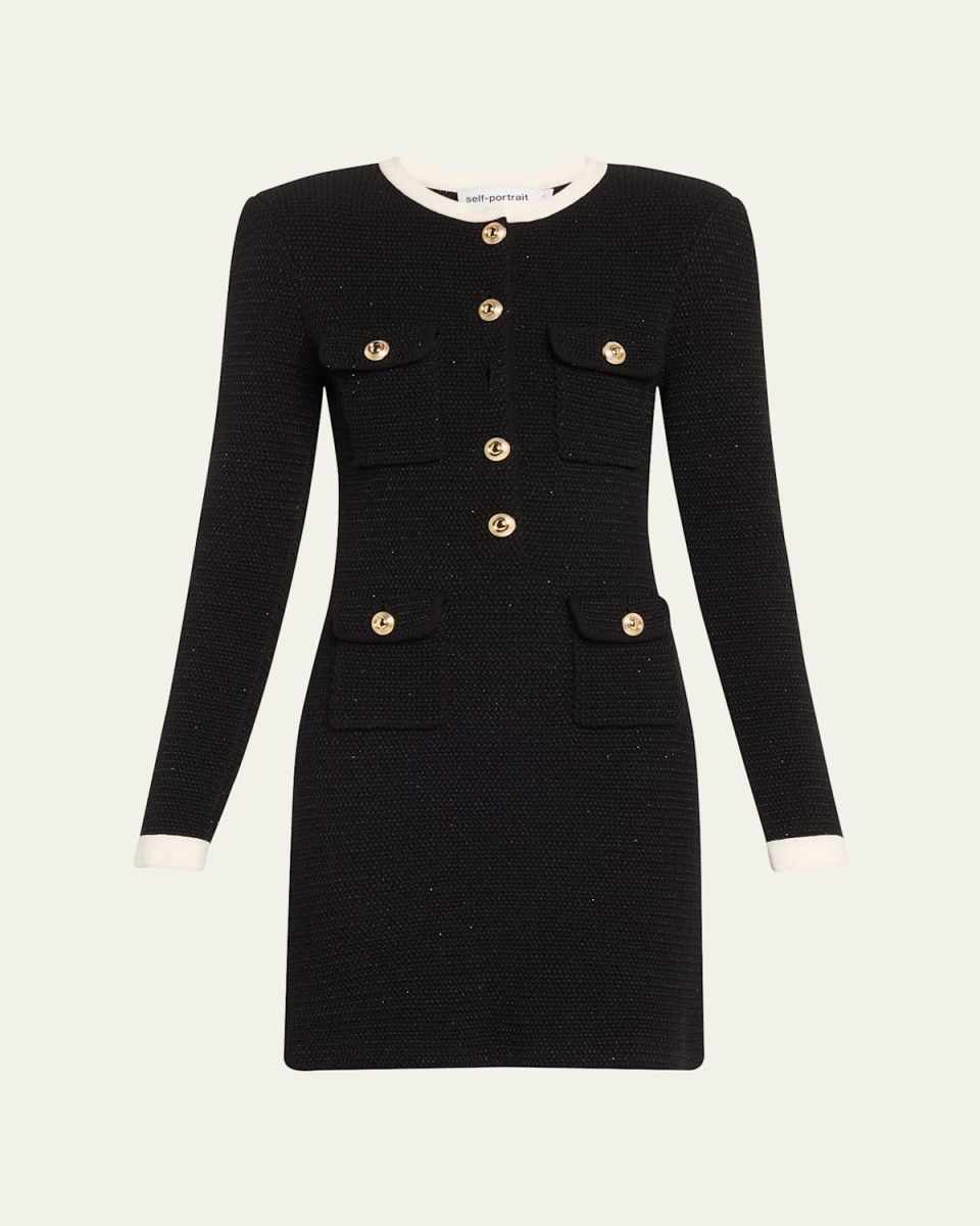 Knit Contrast-Collar Mini Dress